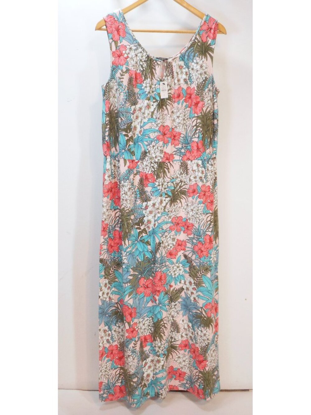 NWT Talbots Knit Maxi Dress Plus size X Tropical Floral Print Keyhole Neckline